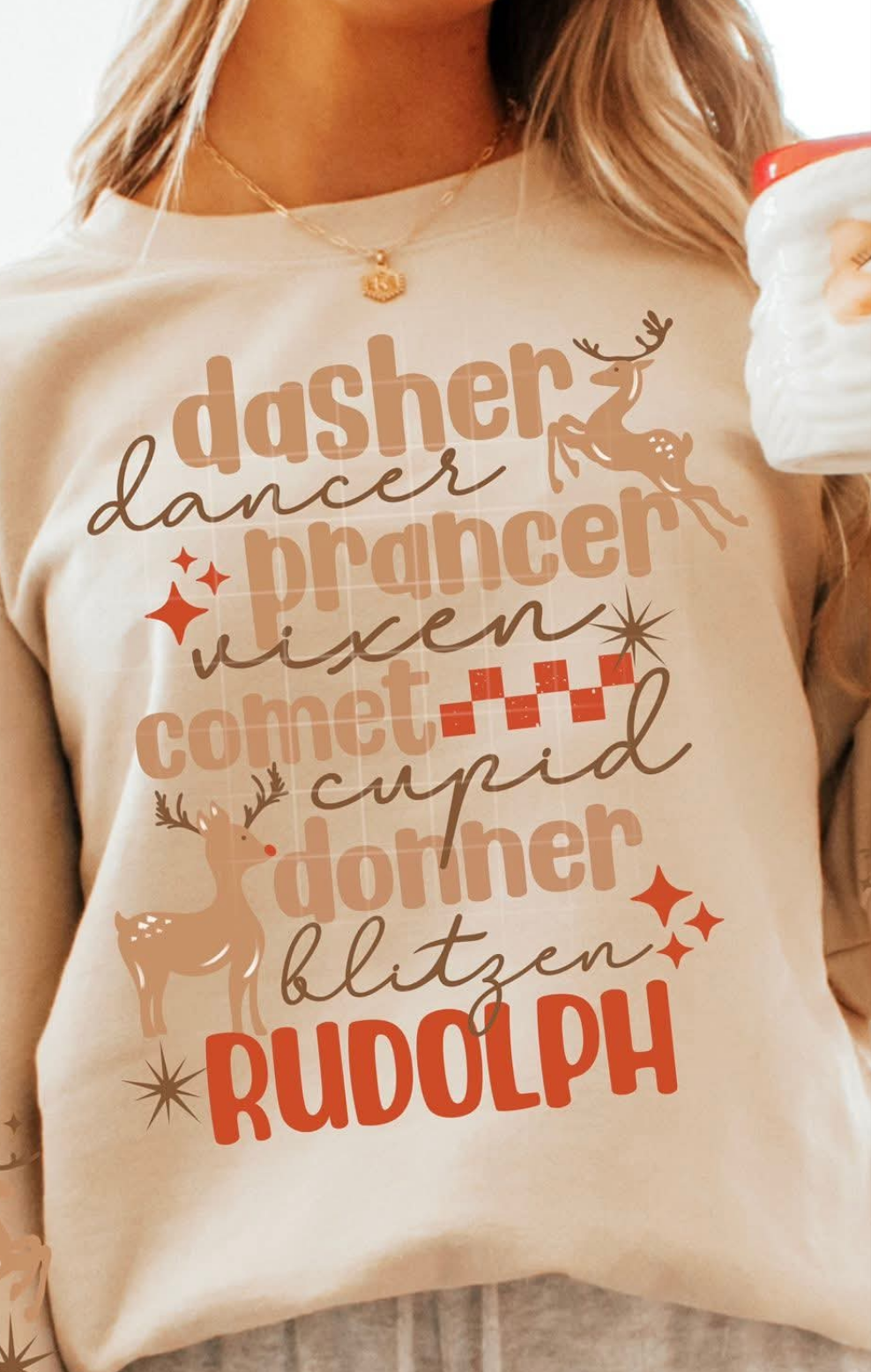 Dasher dancer princess vixen comet CSC  DTF Transfer