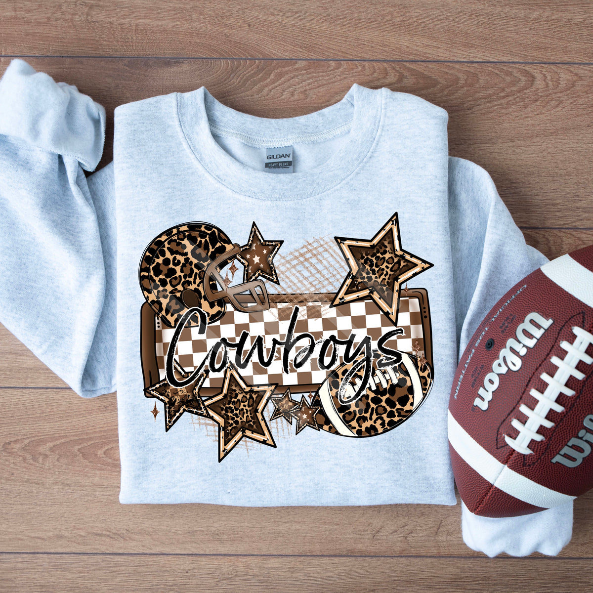 Cowboys LEOPARD football frame and stars DTF transfer