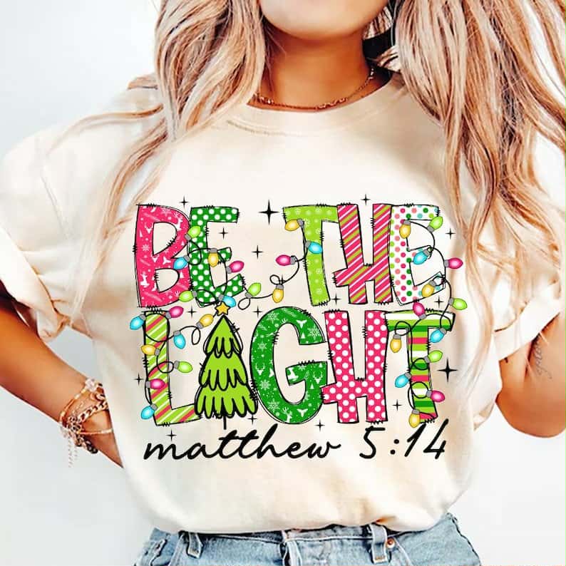 Be the light Christmas lights and tree DTF transfer