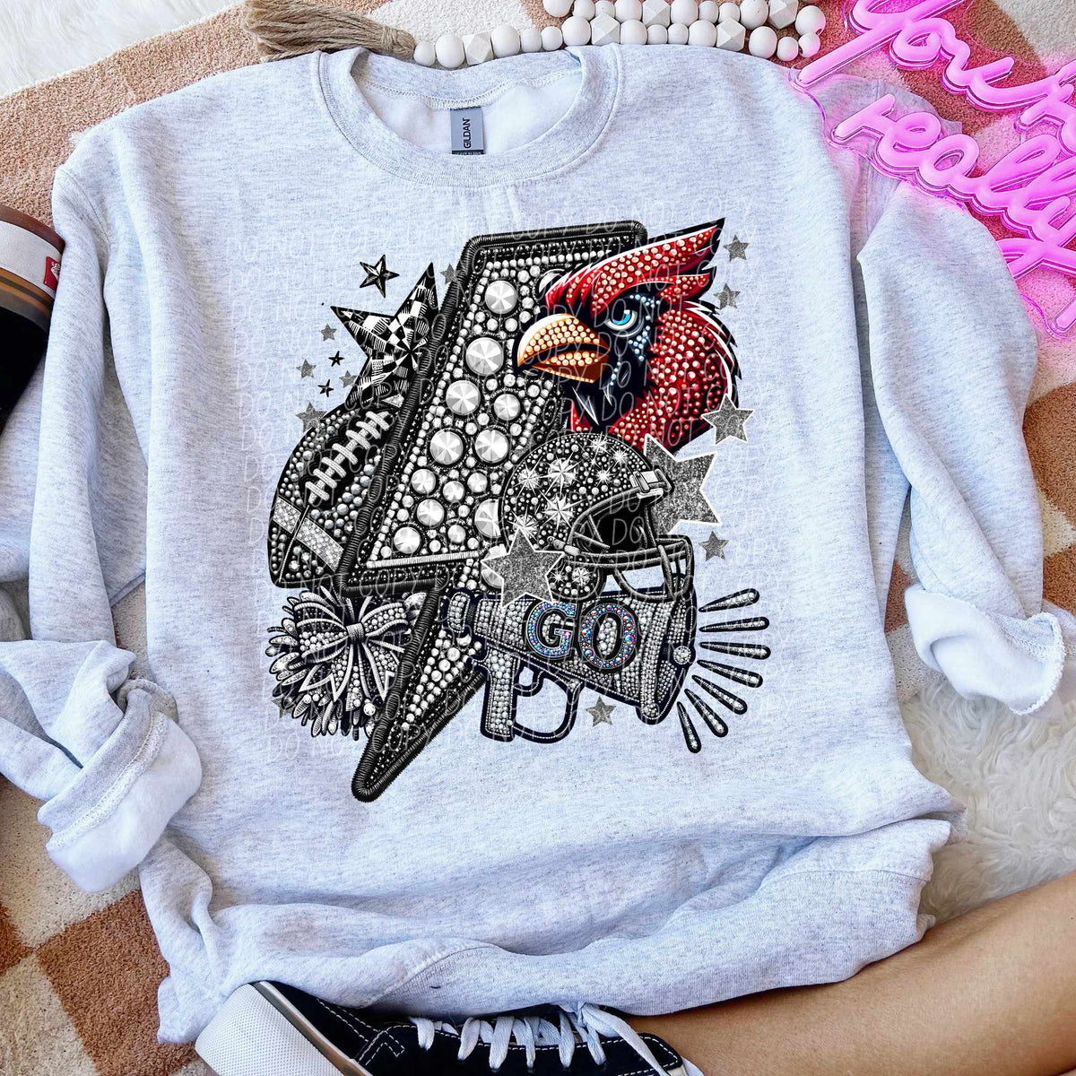 Rhinestone lightning bolt Cardinals 44472 DTF transfer