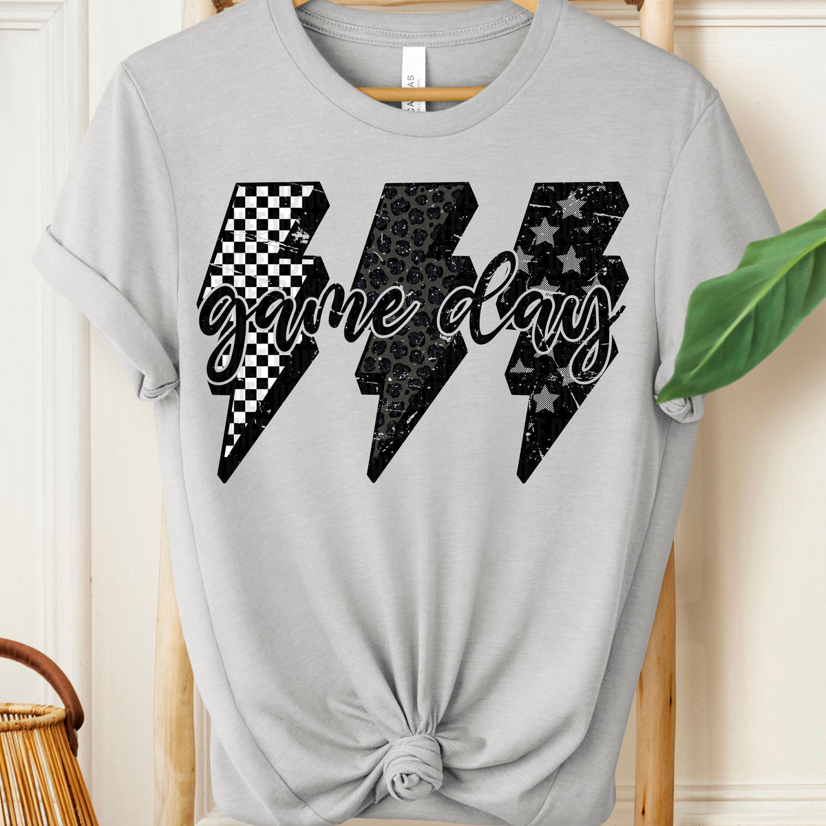 Game Day grunge lightning bolt trio 111132 DTF transfer