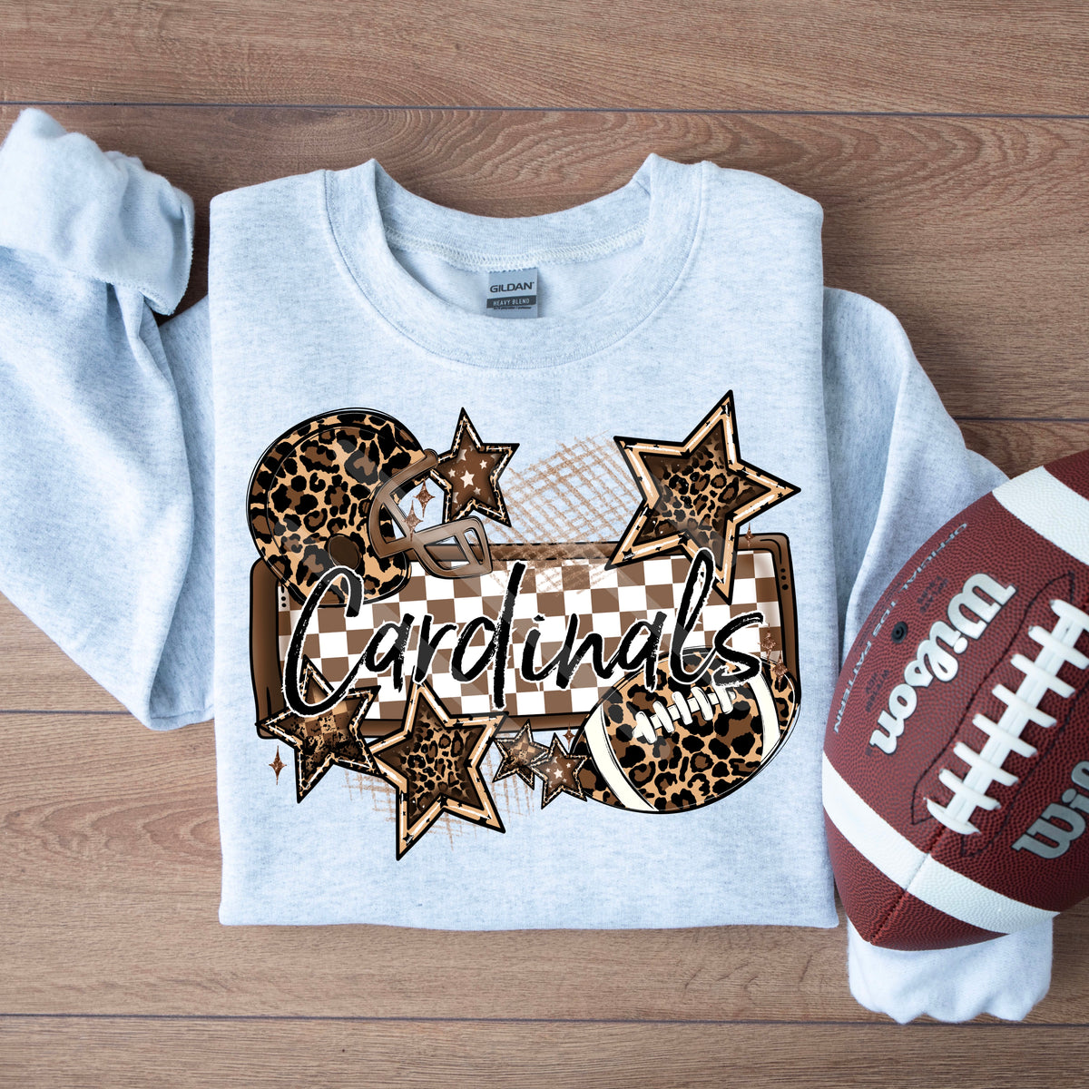 Cardinals LEOPARD football frame and stars DTF transfer