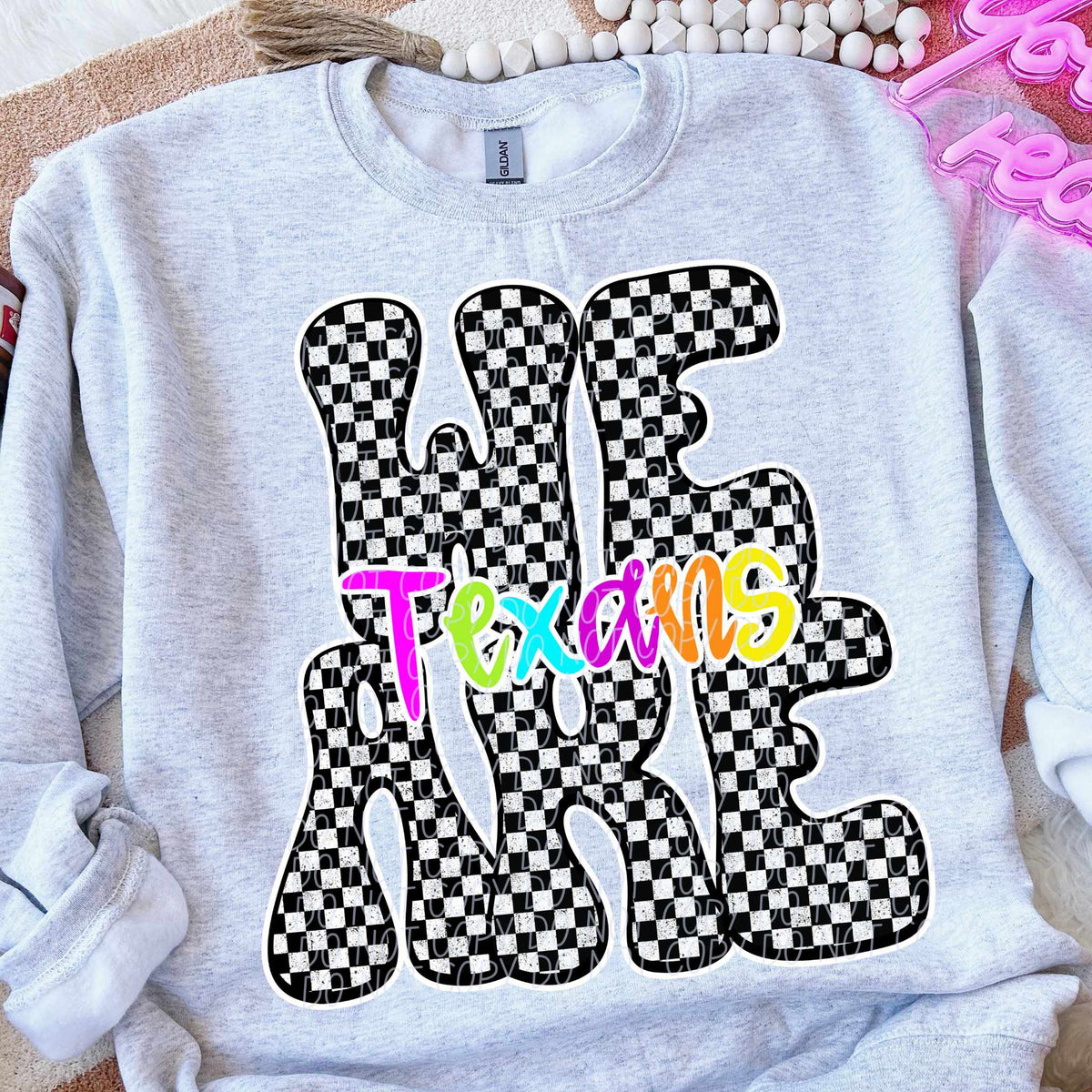 We are Texans rainbow checkered (City) DTF transfer