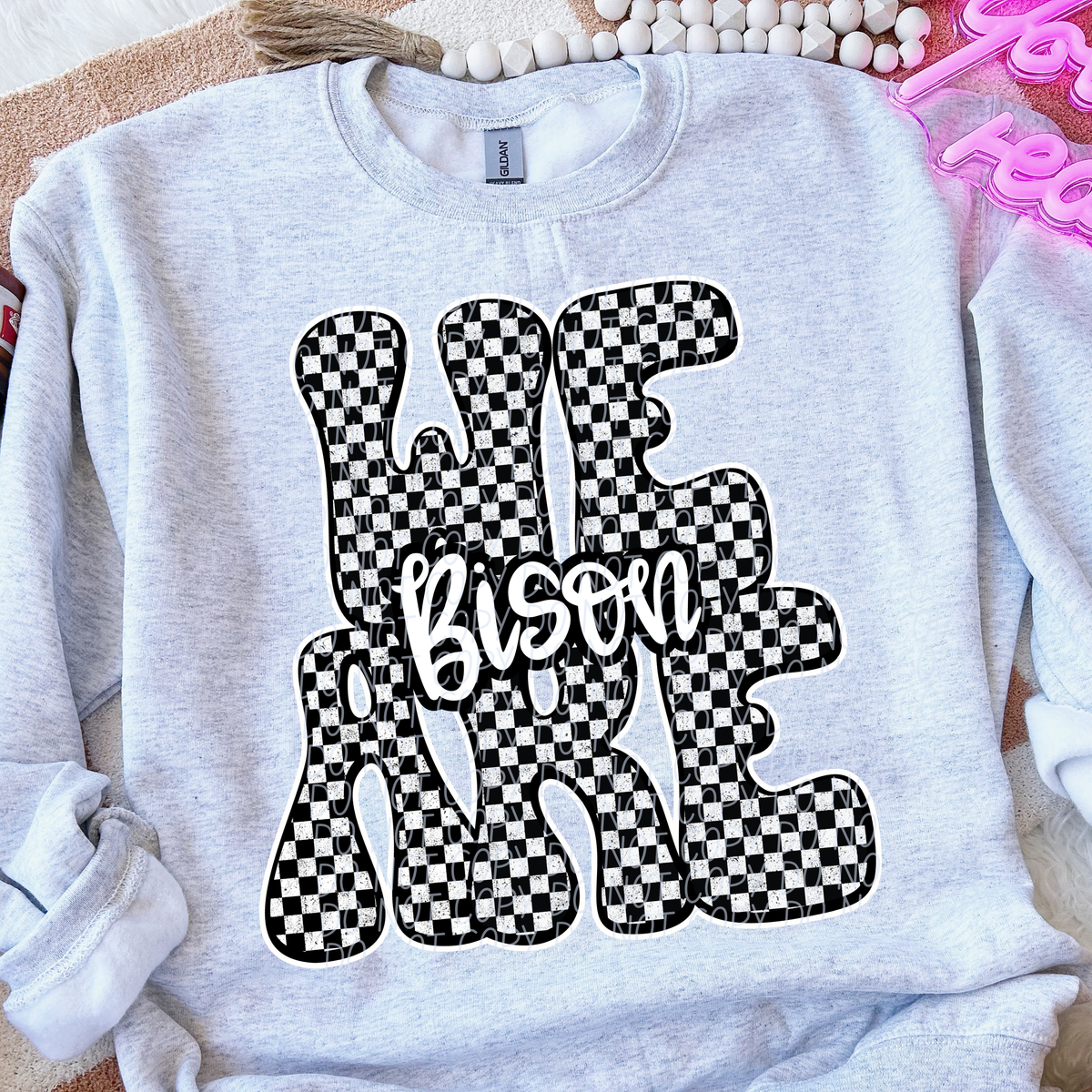 We are bison black and white checkered (City) DTF transfer