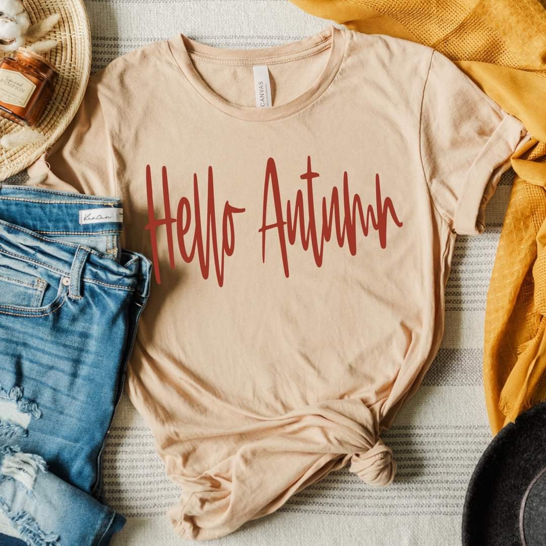 Hello autumn orange font (GROVE) 50302 DTF transfer