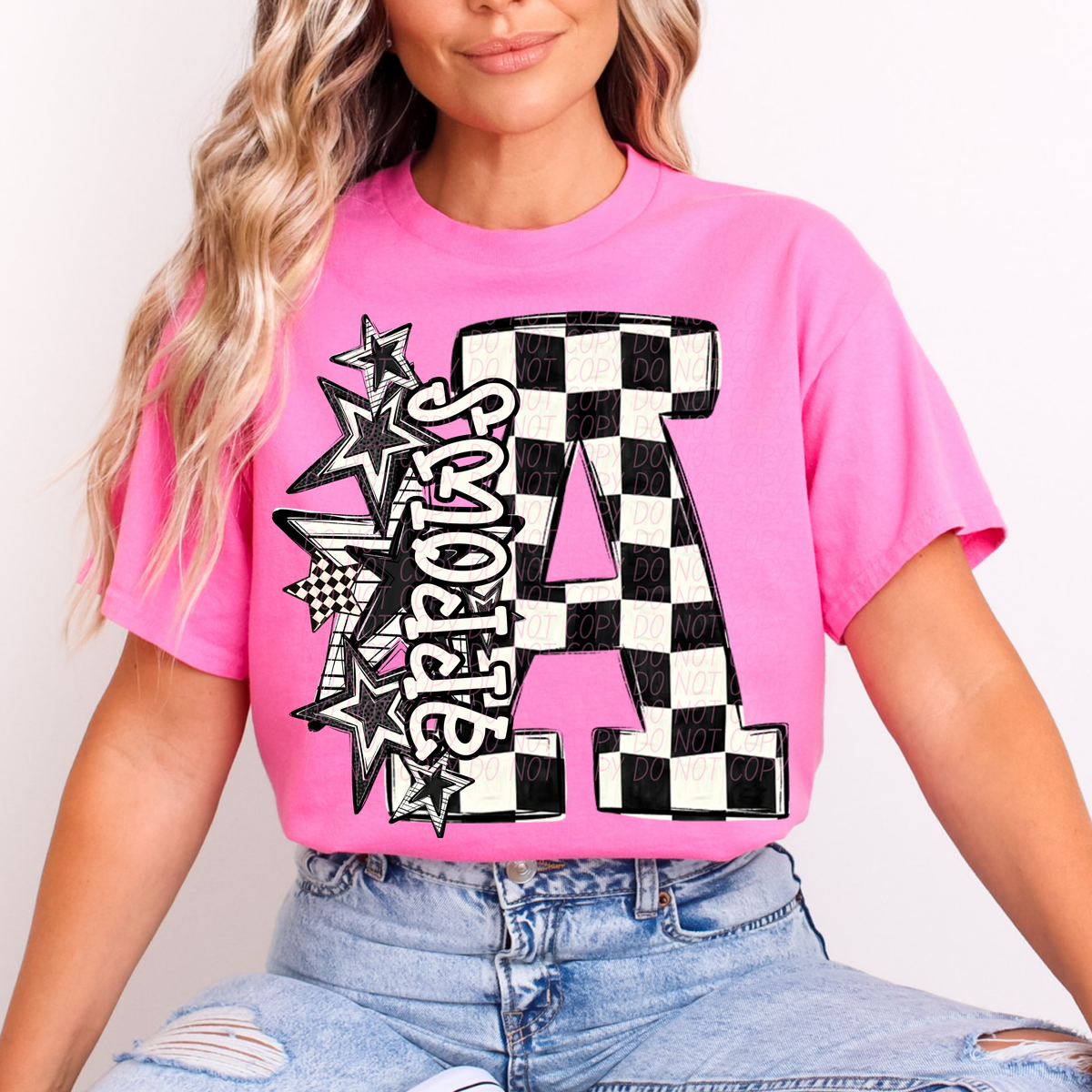 Arrows black and white  checkered star city DTF transfer