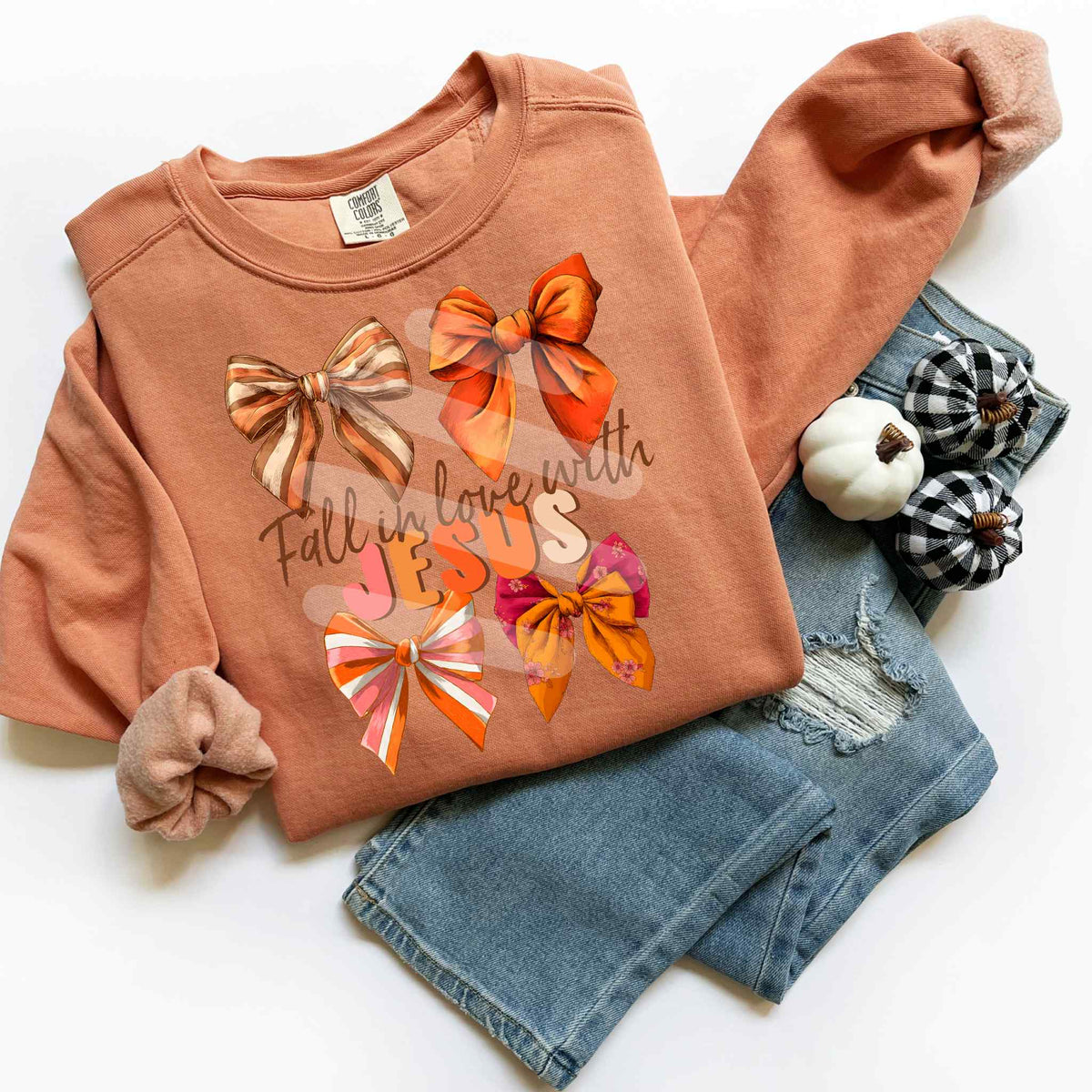 Fall in love with Jesus bows DTF transfer