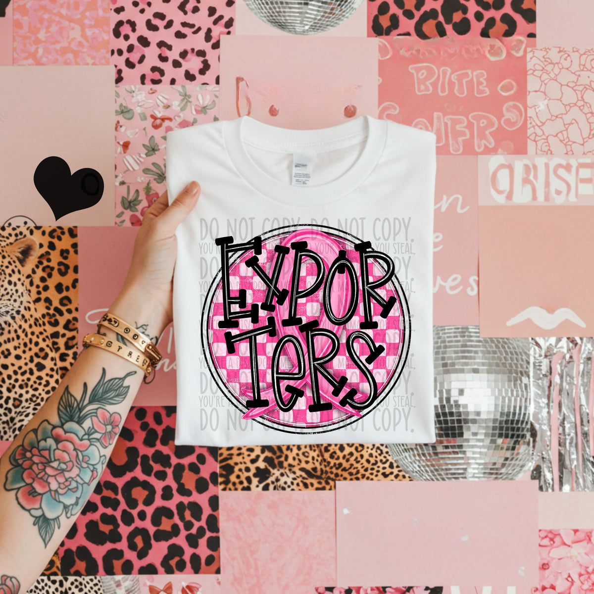 Exporters pink checkered SWD DTF transfer