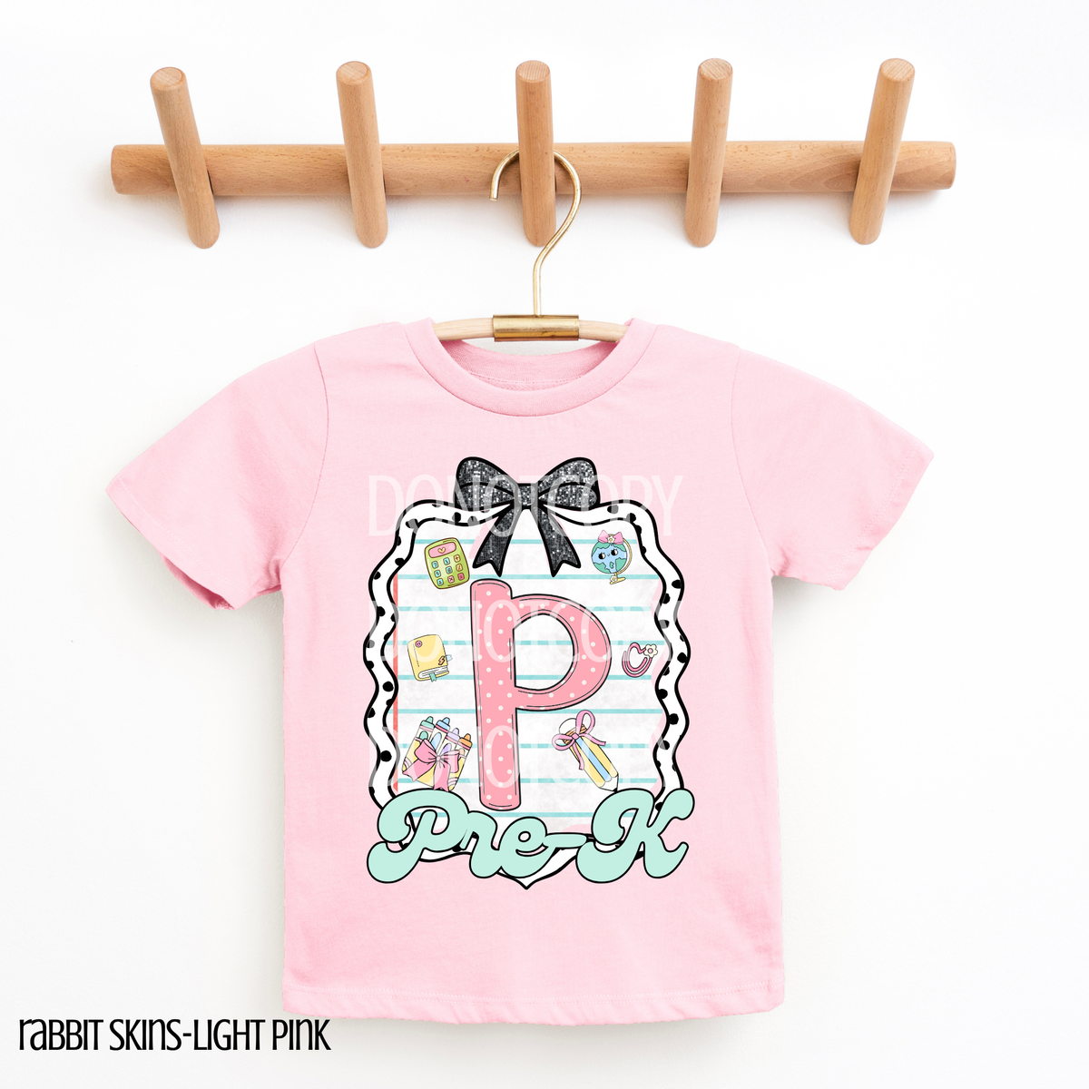 Pre-k frame with black bow CSG DTF transfer