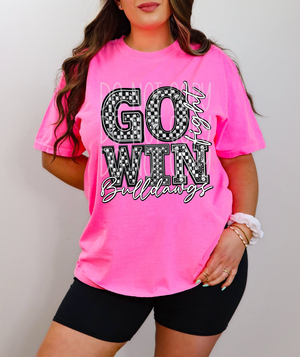 Go fight win bulldawgs checkered 52052 DTF transfer