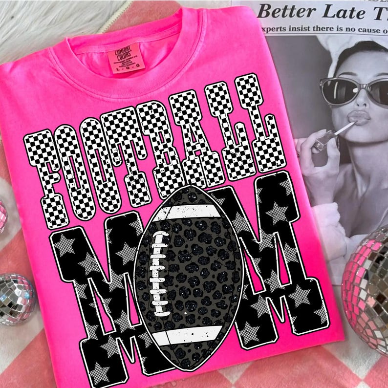 football mom star checkered fonts dtf transfer