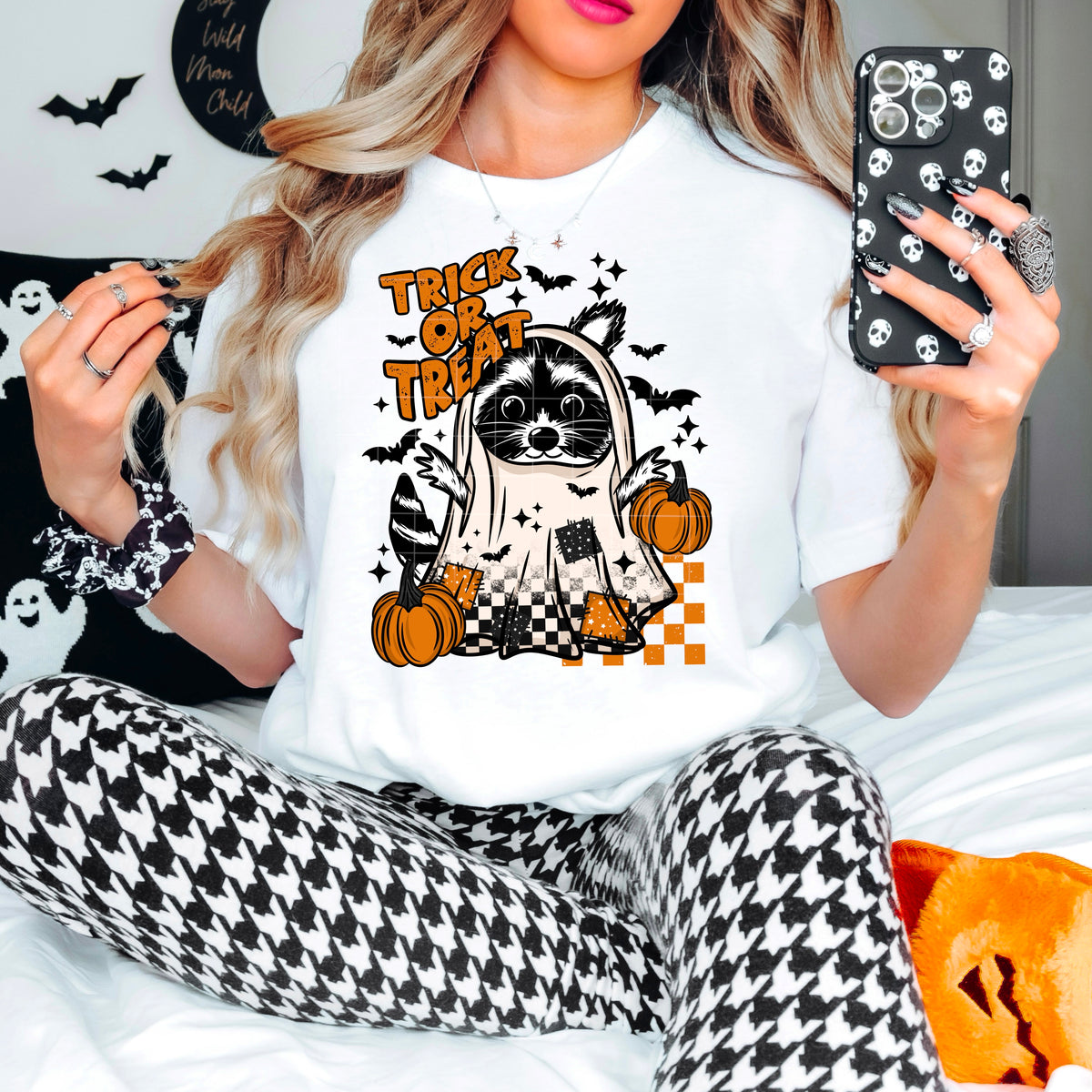 Trick or treat ratcoon csc DTF transfer