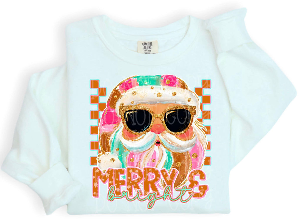Merry & bright santa checkered (C’s) DTF Transfer