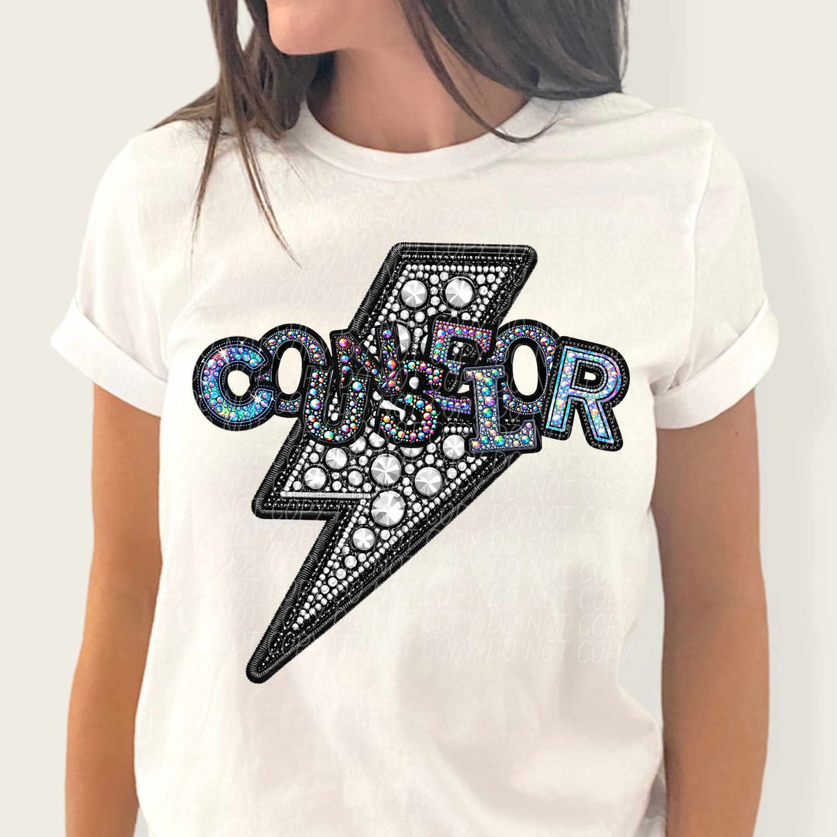 Counselor rhinestone lightning bolt (CITY) 44048 DTF transfer