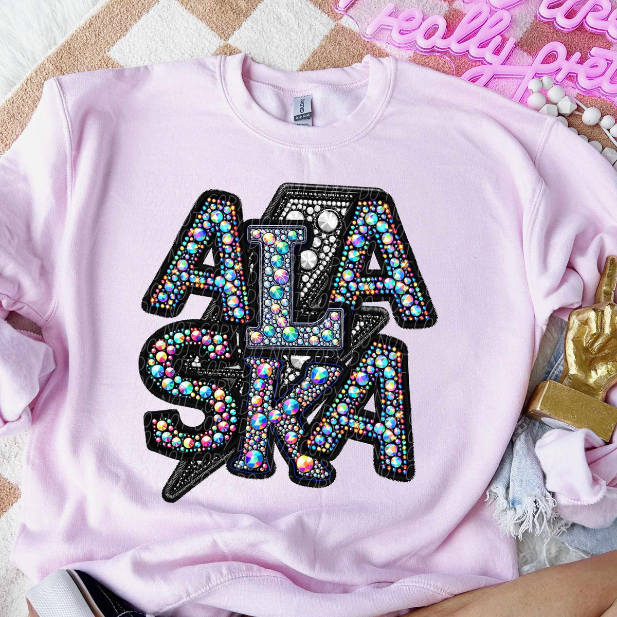Alaska rhinestone lightning bolt (CITY) 44070 DTF transfer