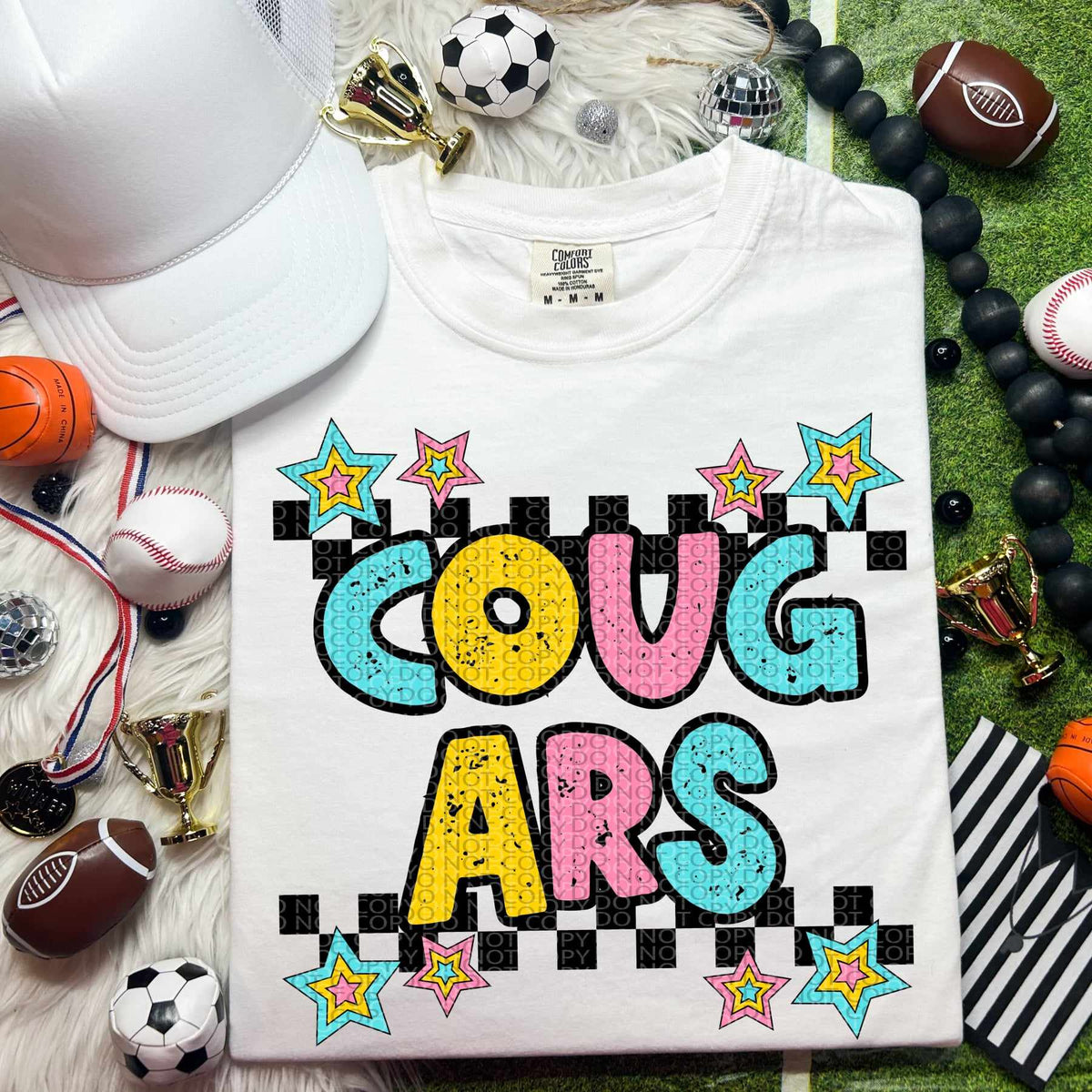 Cougars blue yellow pink 44421 DTF transfer