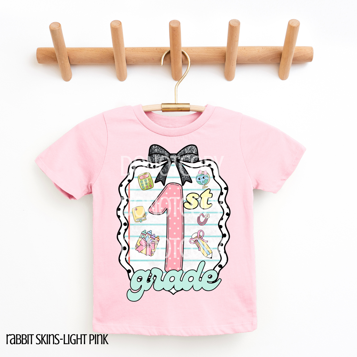 1st grade frame with black bow CSG DTF transfer