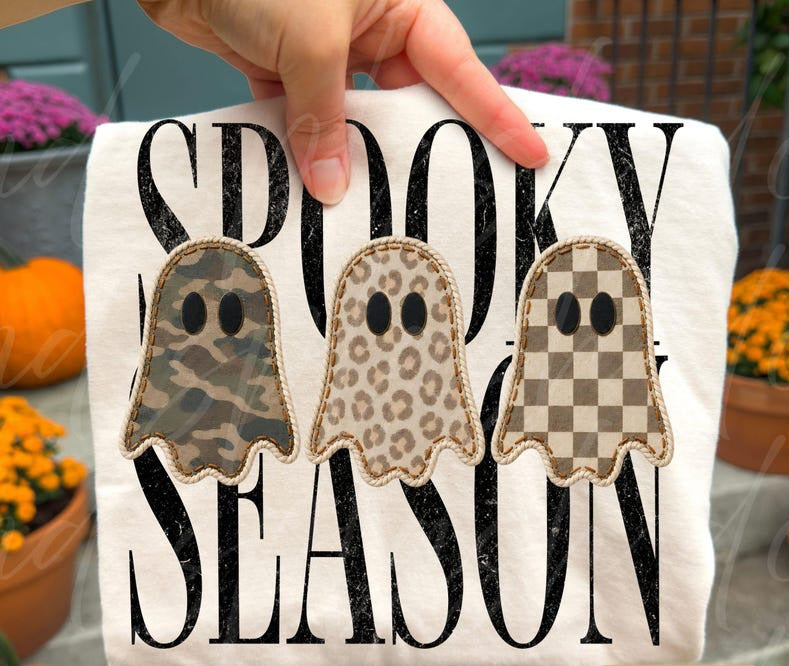Spooky season camouflage ghost trio Sunday Special DTF transfer