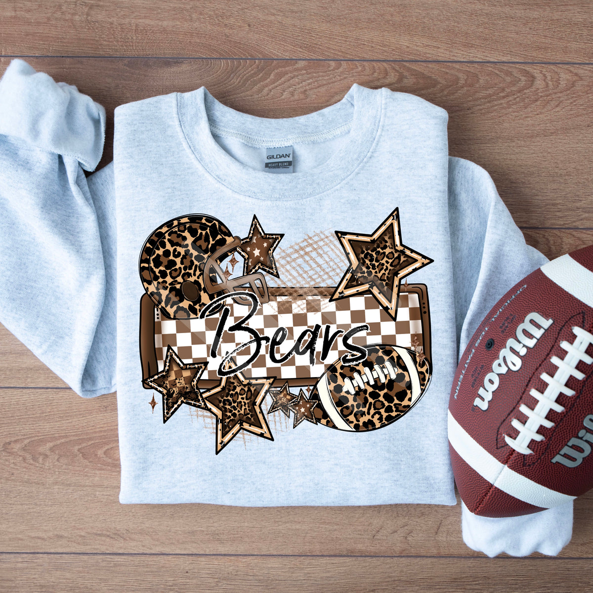 Bears LEOPARD football frame and stars DTF transfer
