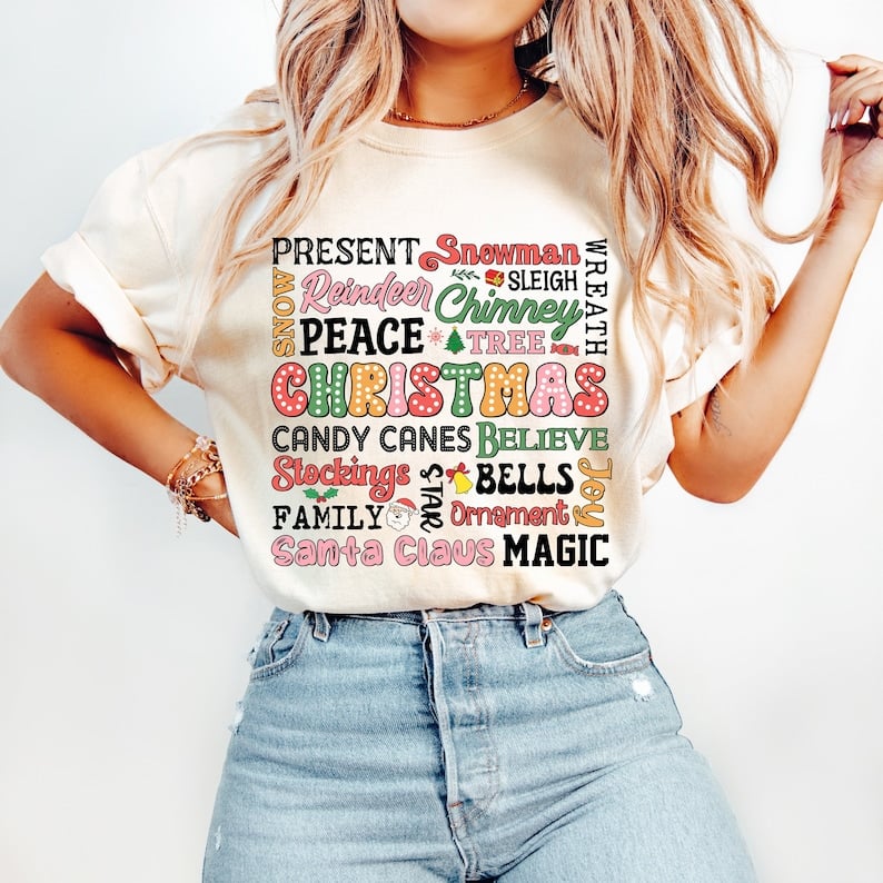 Colorful Christmas words 43967 DTF TRANSFER