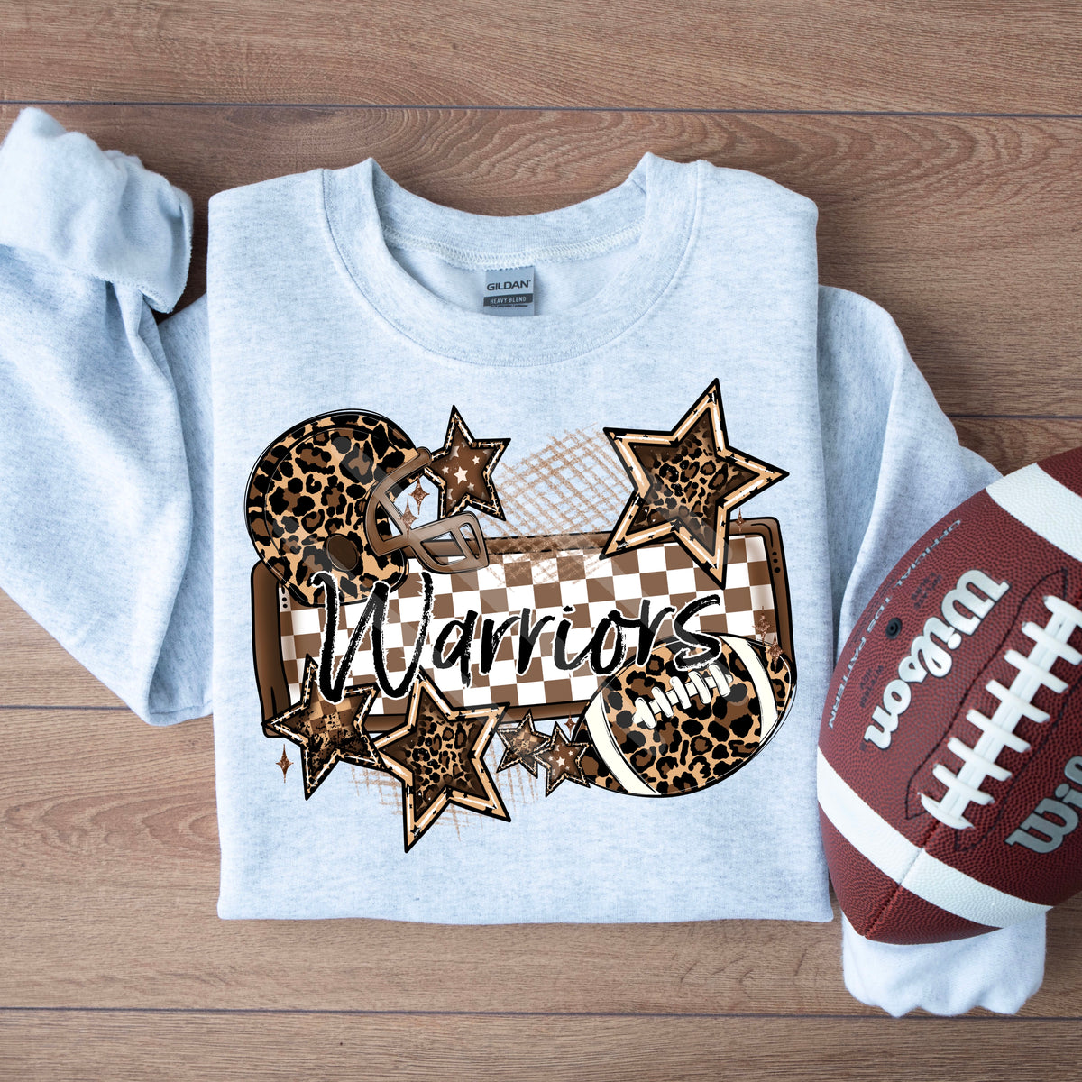 Warriors LEOPARD football frame and stars DTF transfer
