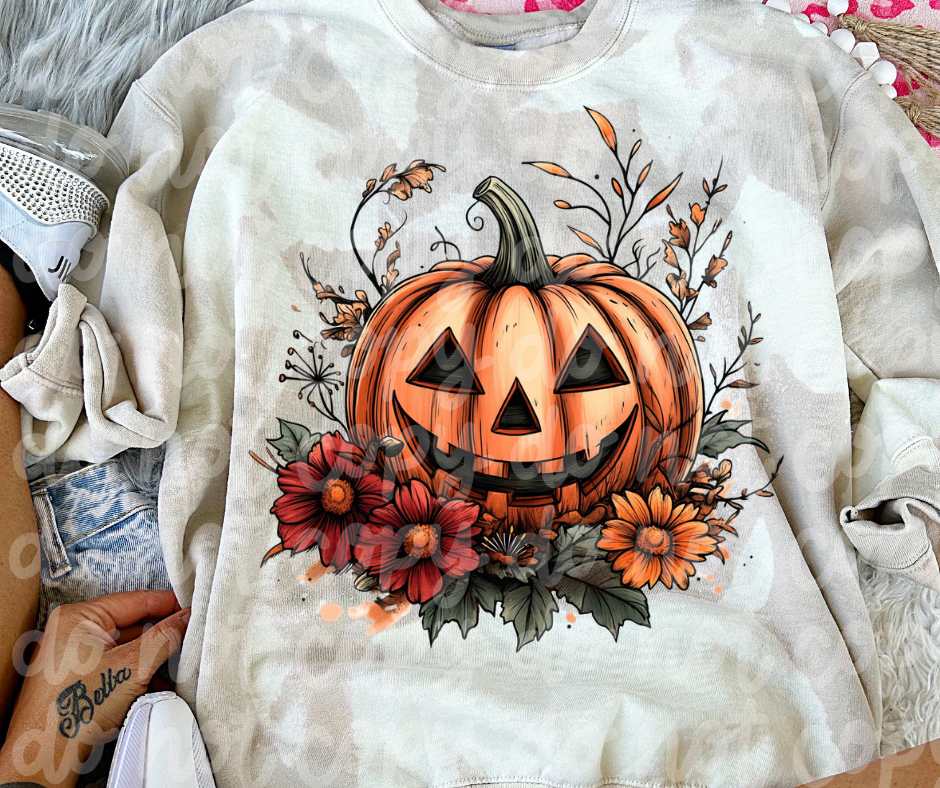 Happy pumpkin fall flowers (VS) 52204 DTF transfer