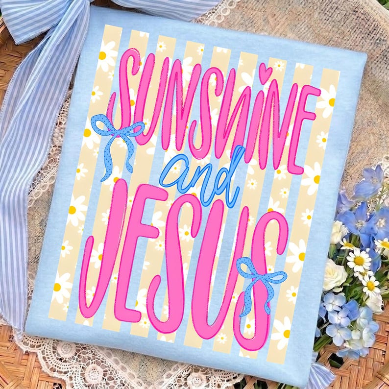Sunshine and Jesus yellow stripes DTF Transfer