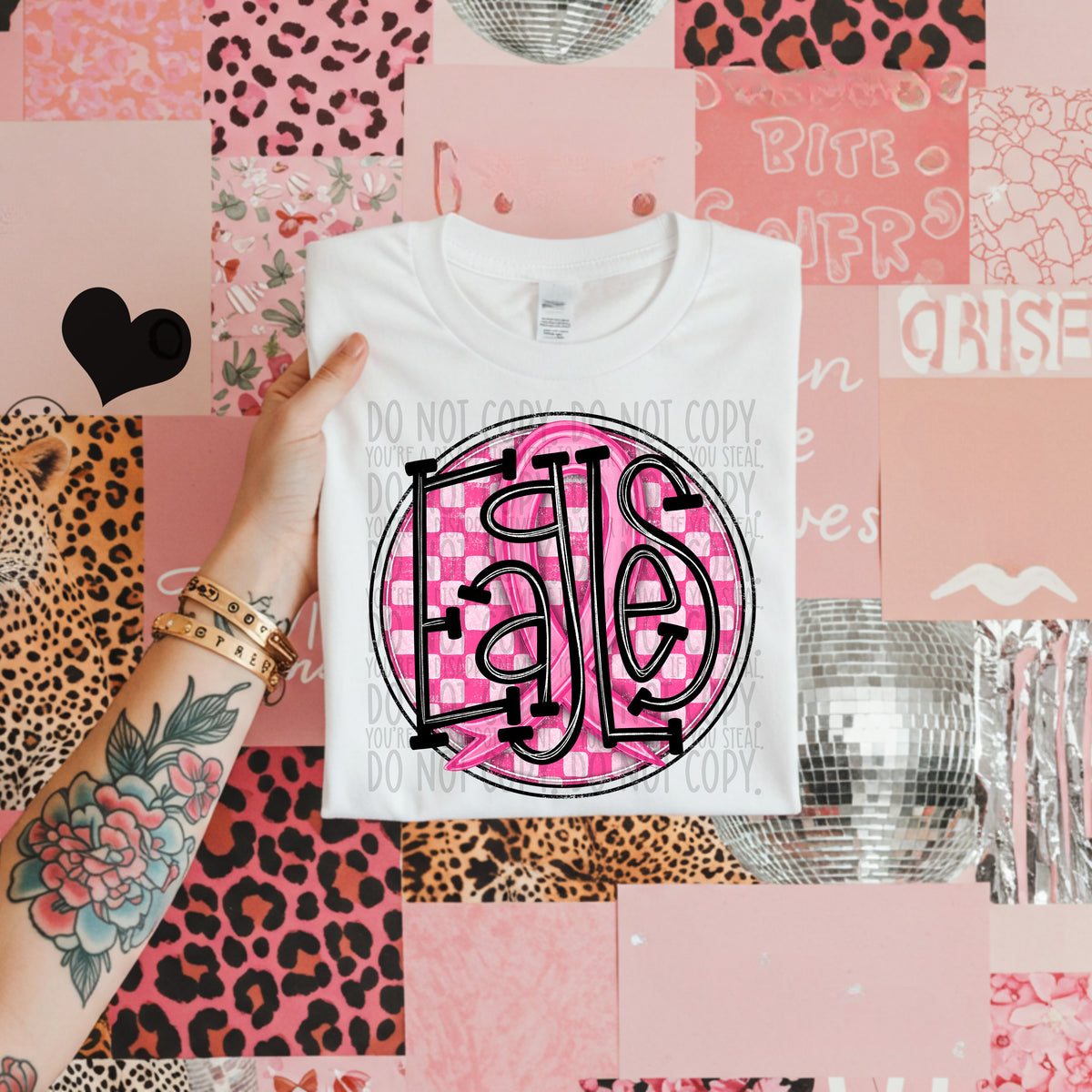 Eagles pink checkered SWD DTF transfer