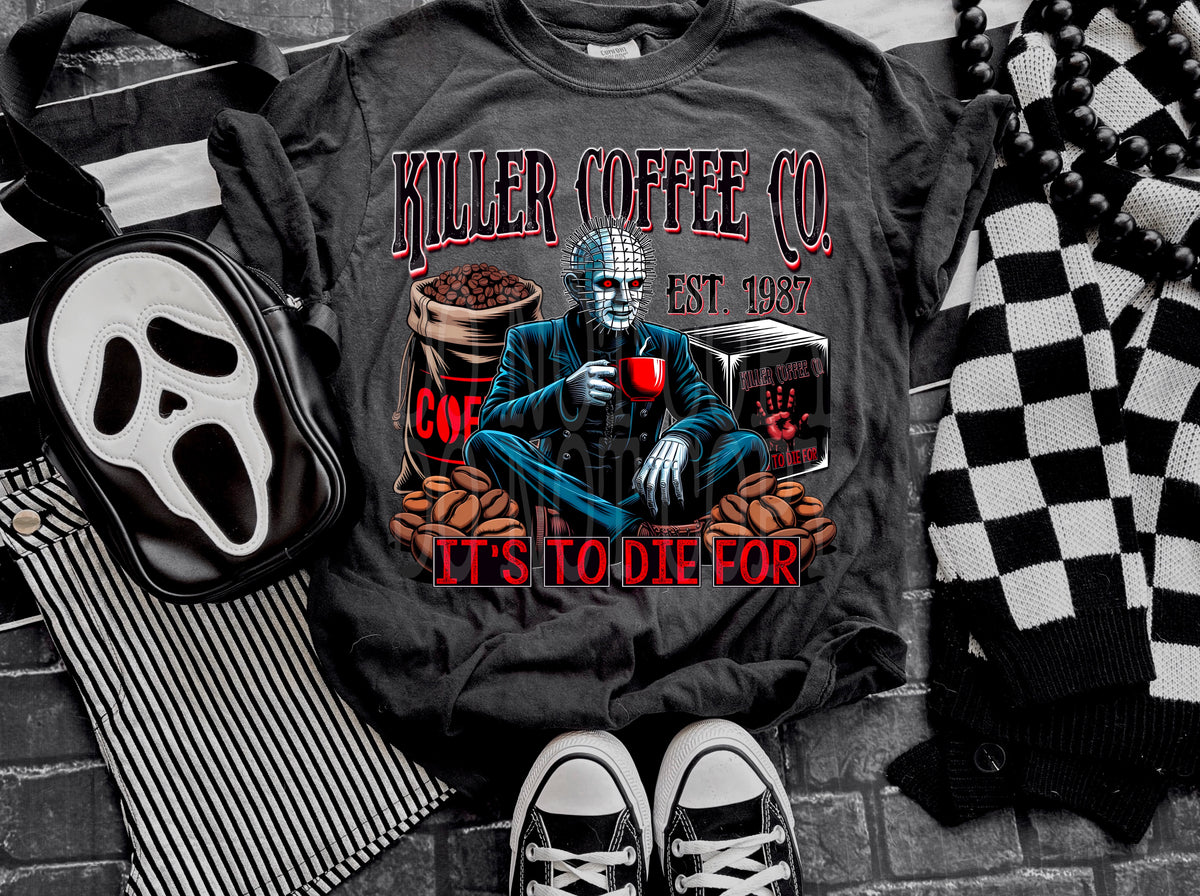 Killer coffee co spikey head DD DTF transfer