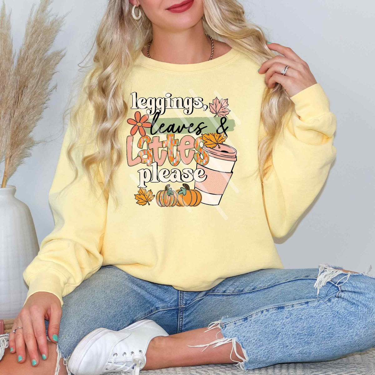 Leggings leaves & lattes please  EXCLUSIVE DTF transfer