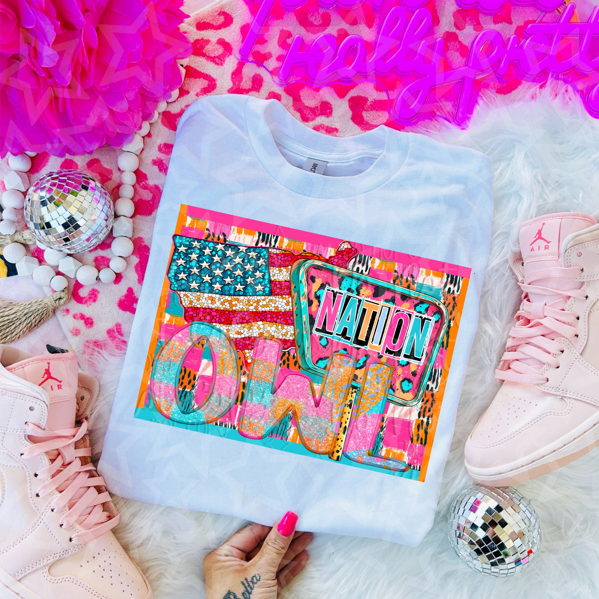 Owl nation patriotic VIRGO DTF transfer