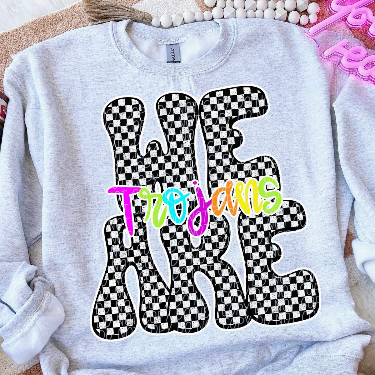 We are Trojans rainbow checkered (City) DTF transfer