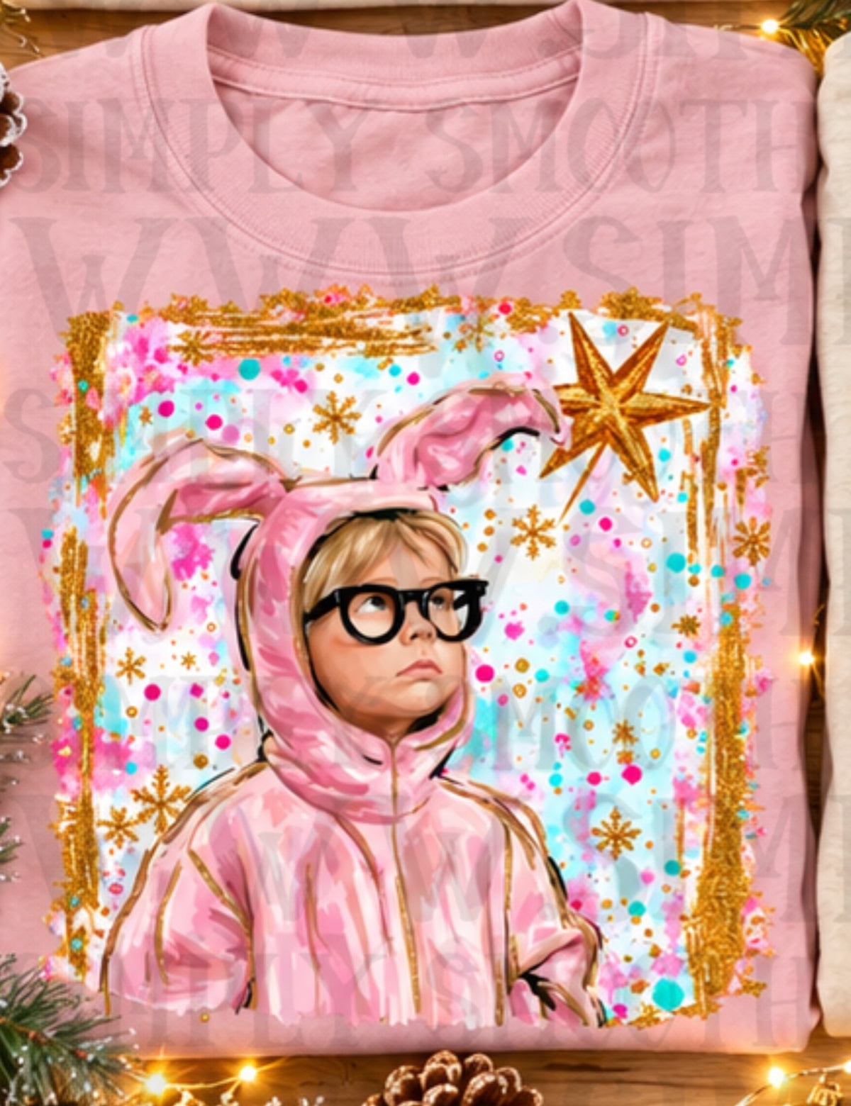 Christmas story-Pastel Colors-Gold Frame and Star (SSD)Sunday Special DTF transfer