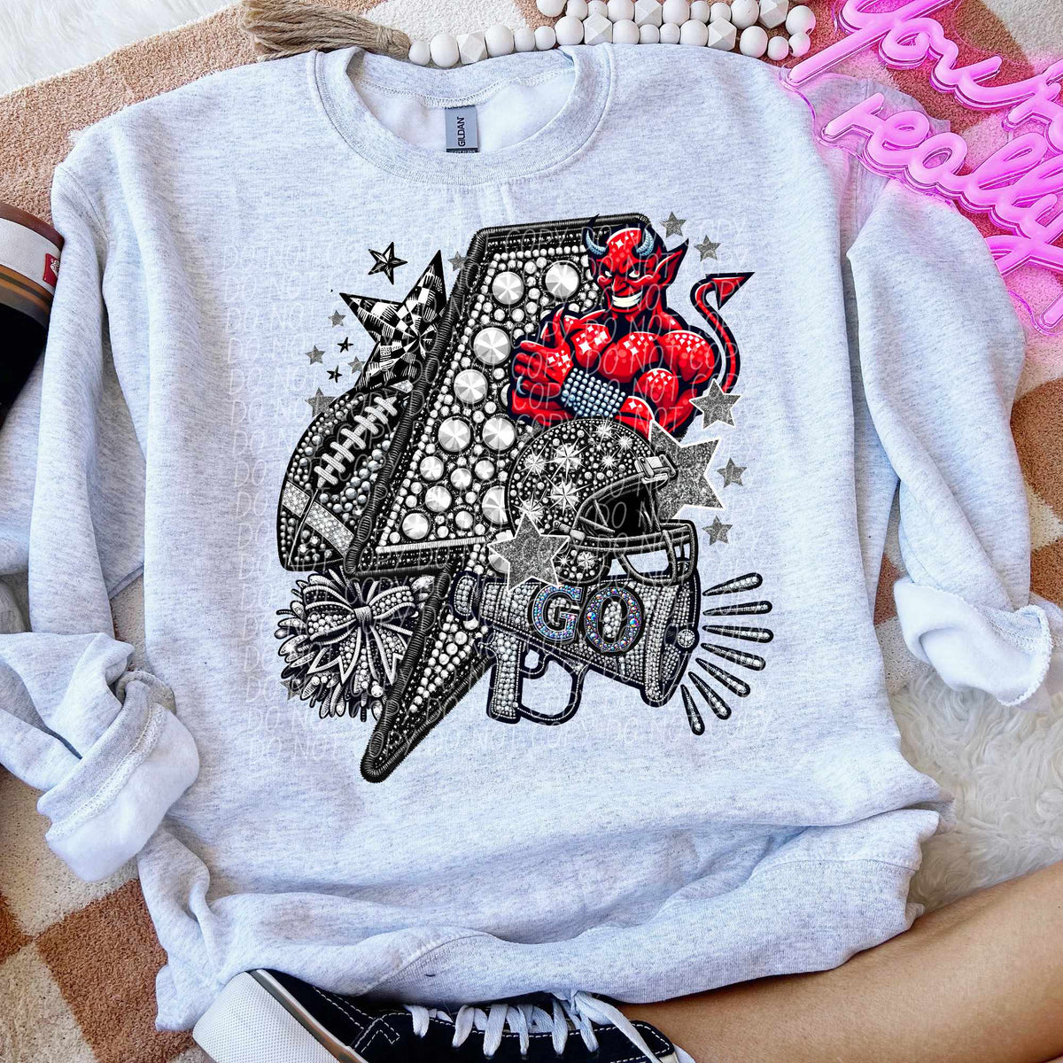 Rhinestone lightning bolt devils 44490 DTF transfer