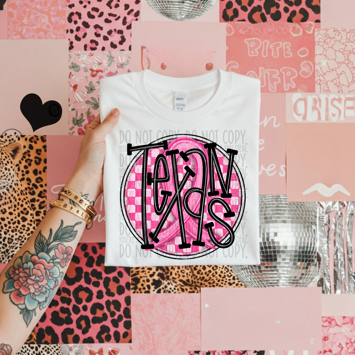 Texans pink checkered SWD DTF transfer
