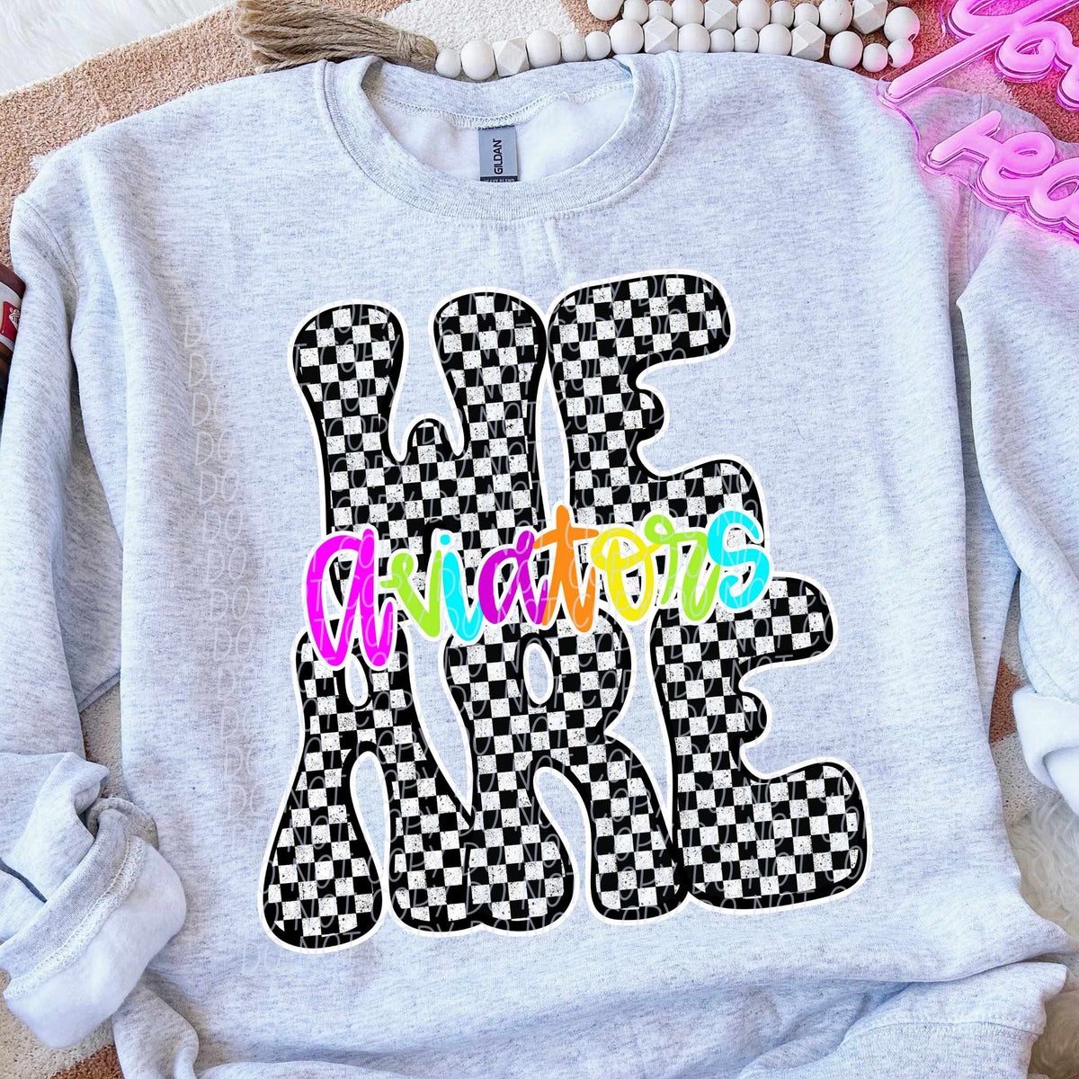 We are Aviators rainbow checkered (City) DTF transfer