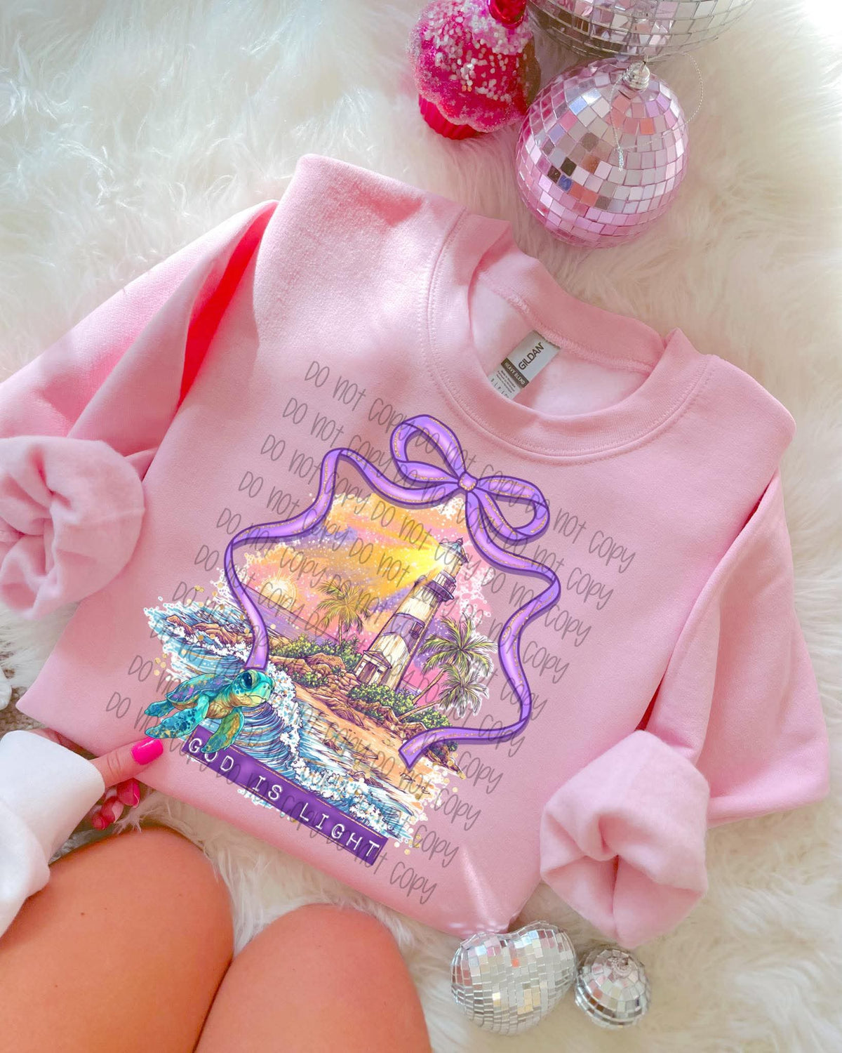 God is light purple bow SSD DTF transfer