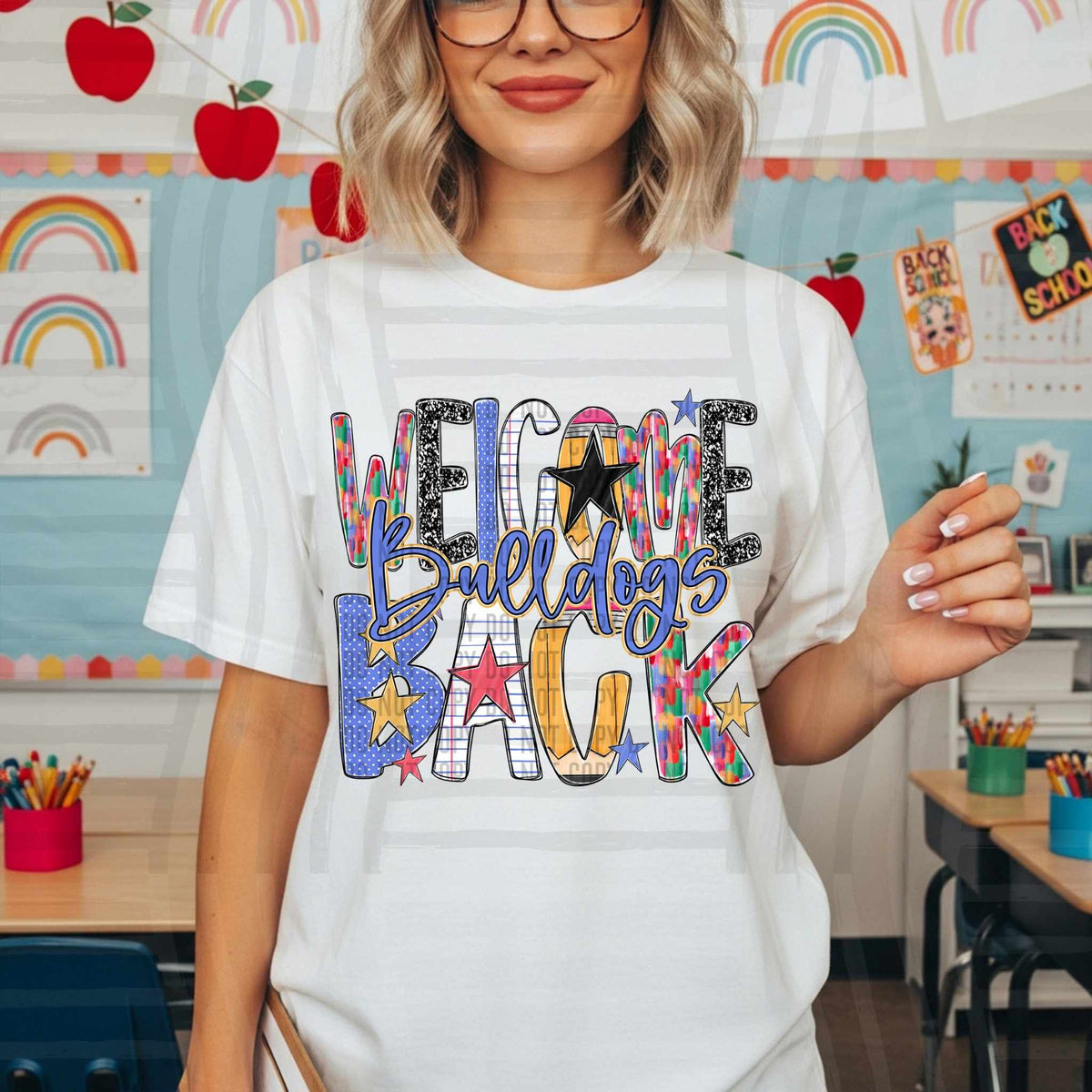 Welcome Back Bulldogs school font DTF transfer