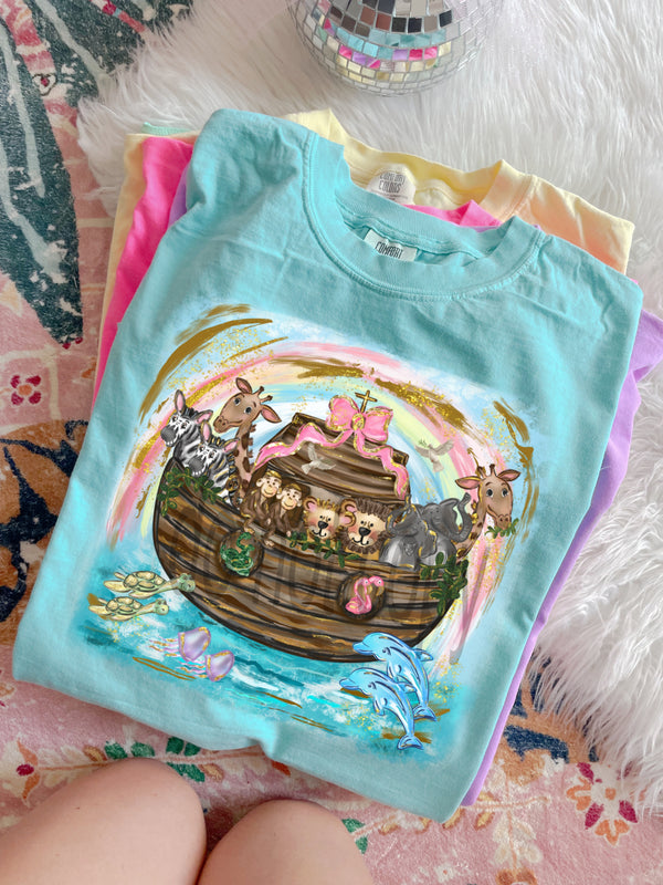 Noah's ark GIRL BOW DTF transfer