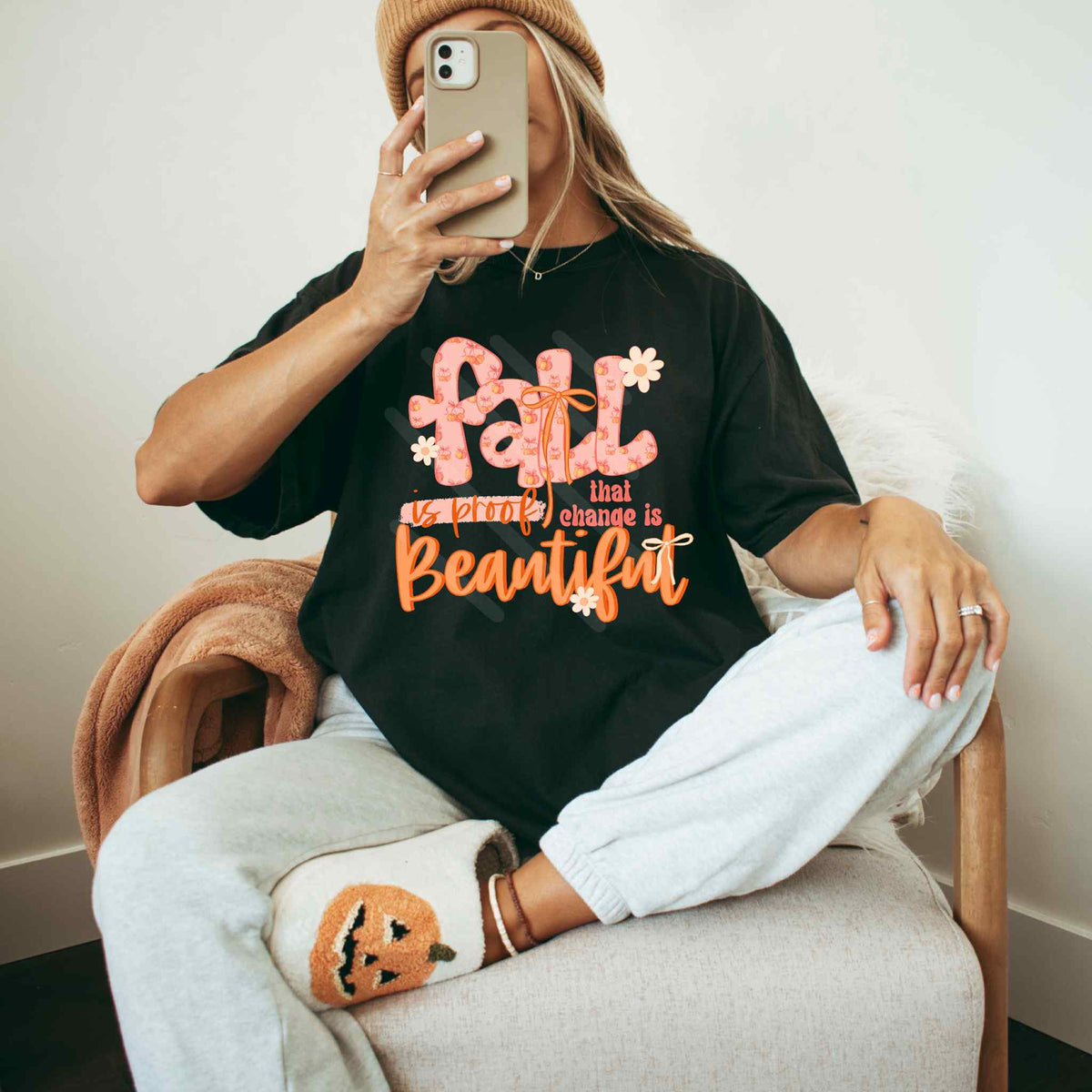 Fall is proof that change is beautiful cherry pumpkin font EXCLUSIVE DTF transfer