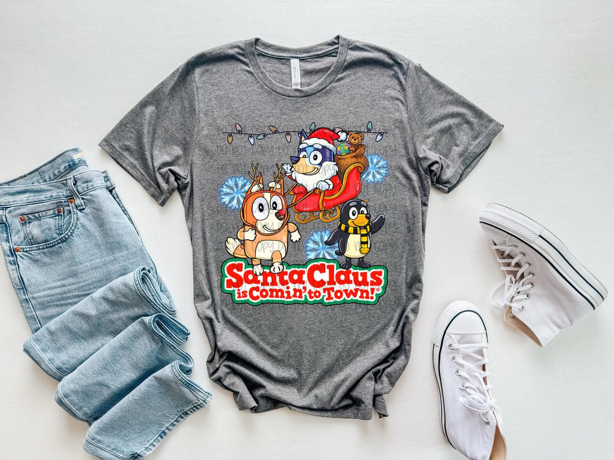 Santa claus is coming to town blue heelers 111084 DTF transfer