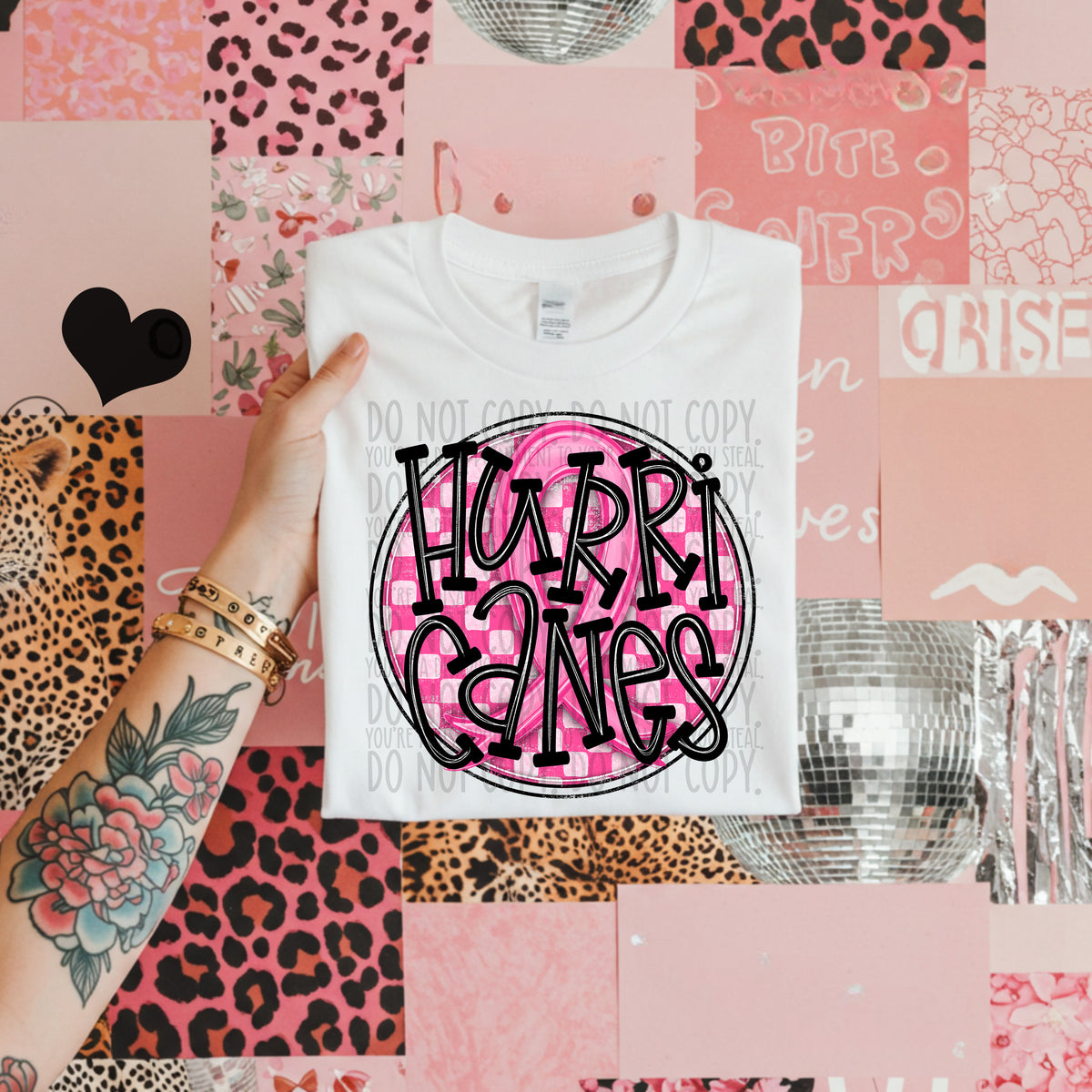 Hurricanes pink checkered SWD DTF transfer
