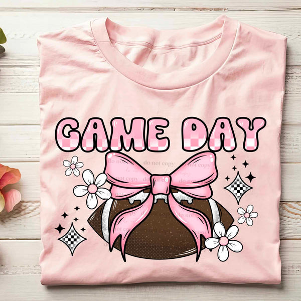 Game day football with pink bow (CSC) 50151 DTF transfer