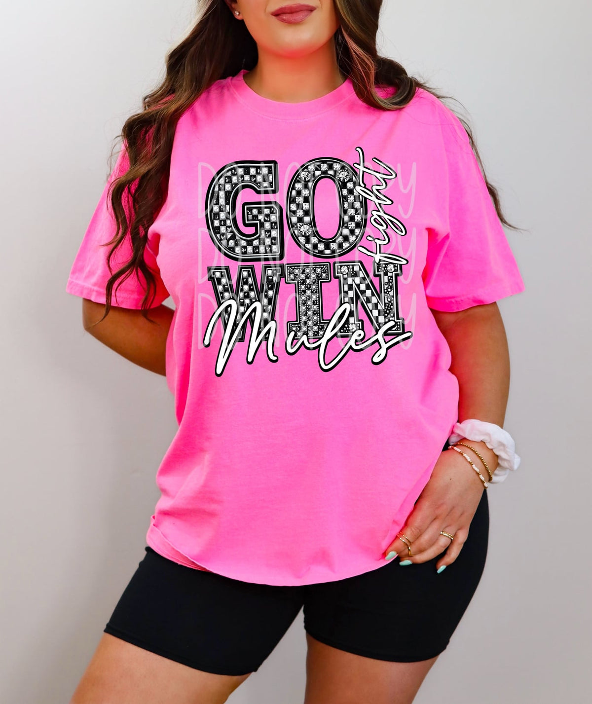 Go fight win mules checkered 52055 DTF transfer