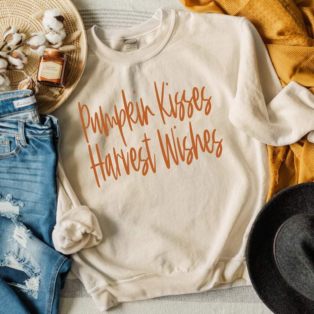 Pumpkin kisses harvest wishes orange font (GROVE) 50300 DTF transfer