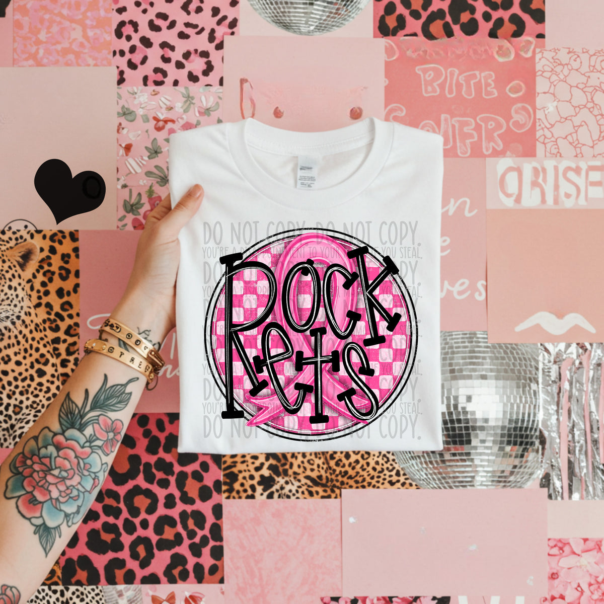 Rockets pink checkered SWD DTF transfer