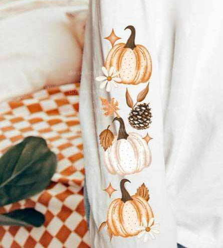 Orange and white pumpkins SLEEVE (CSC) 44197 DTF transfer