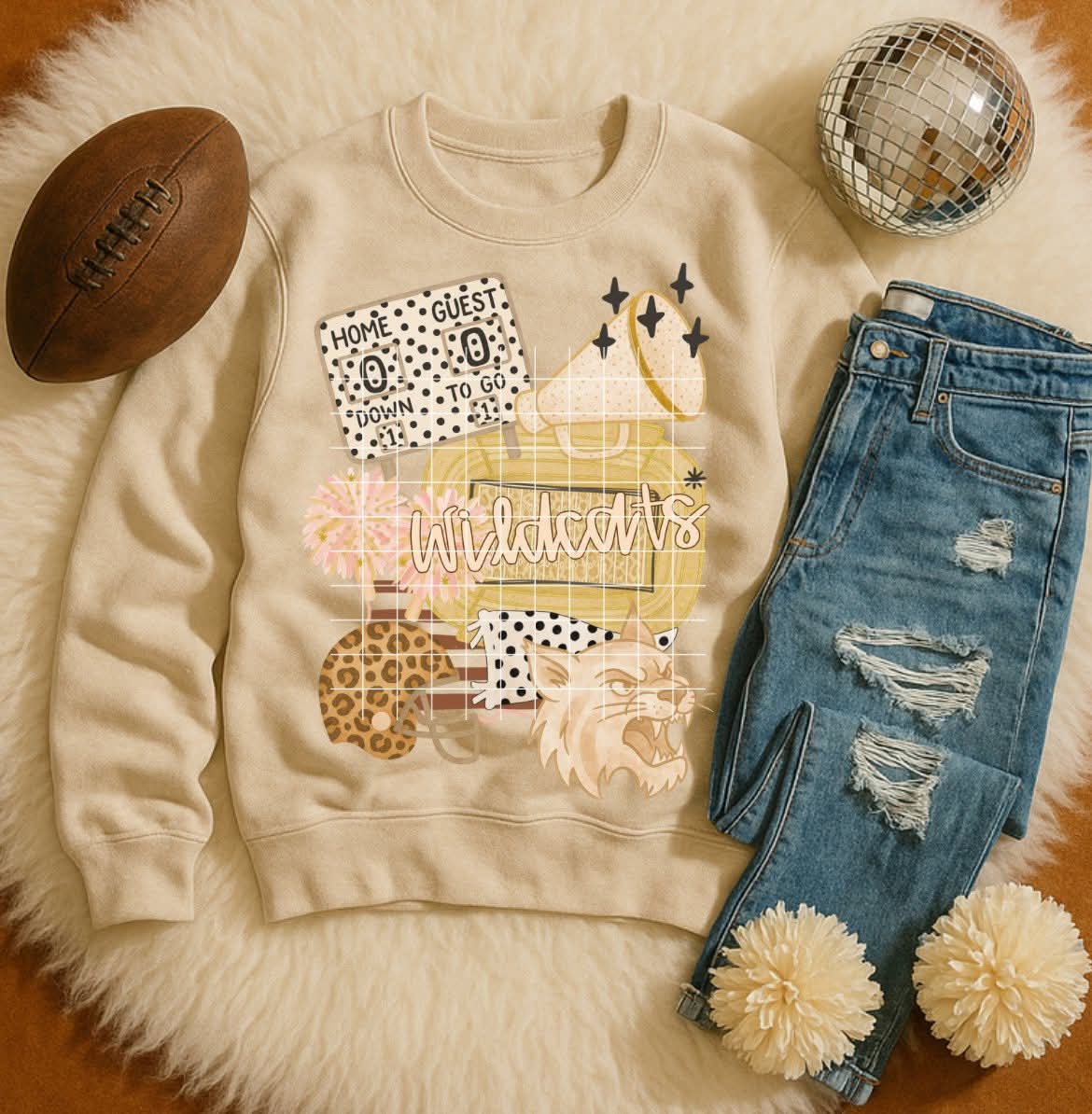 Wildcats beige (bloom) DTF transfer