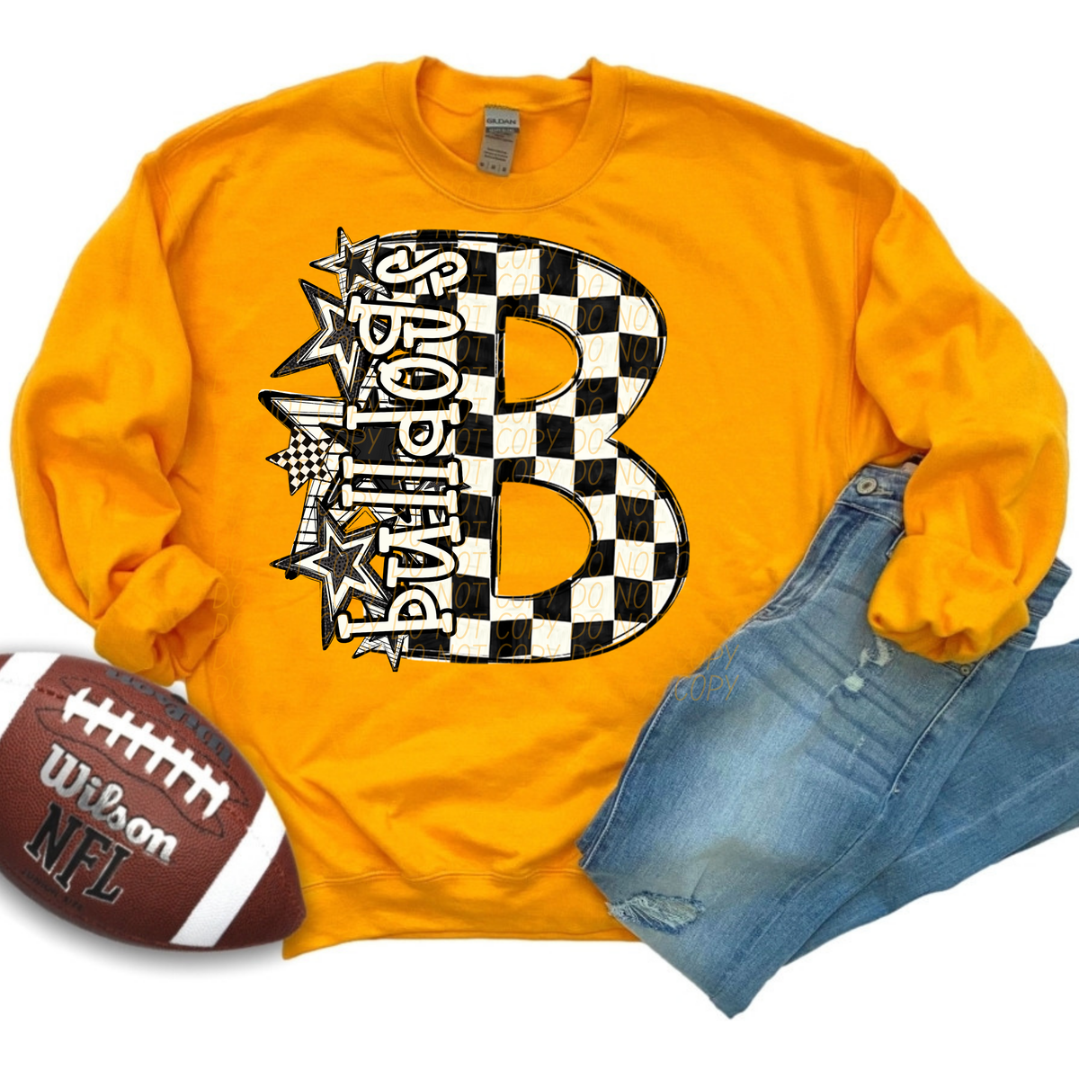 Bulldogs black and white  checkered star city DTF transfer