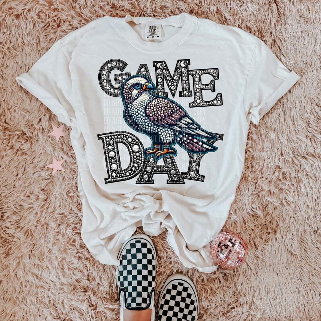 Game day hawks silver rhinestones mascot 44463 DTF transfer